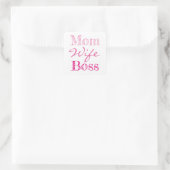 Mam Wife Boss Typografie Vierkante Sticker (Tas)