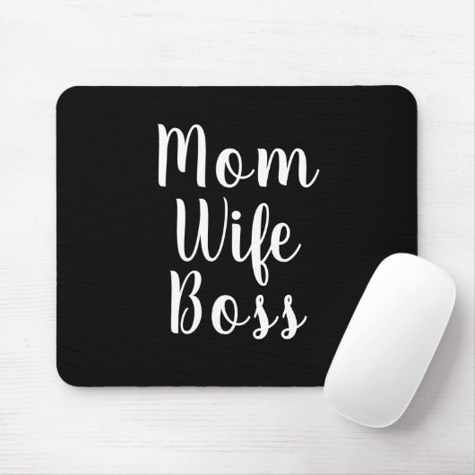 Mam Wife Boss, zwart wit aangepast script schattig Muismat (Met muis)