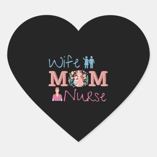 Mam Wife Nurse Hart Sticker (Voorkant)