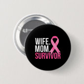 Mam Wife Survivor Borstkanker Ronde Button 5,7 Cm (Voorkant /achterkant)