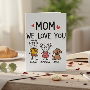 Mam wij houden van jou Schattige Kinderen Familie  Kaart