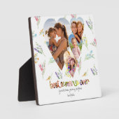 Mam Wildflower Typografie Art 4 Hartfoto Fotoplaat (Voorkant)