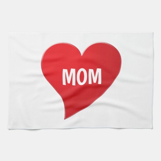 Mam witte rode grote hartslag schattig moderne gra theedoek (Horizontaal)
