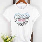 Mam Word Cloud Blue en roze hart T-shirt
