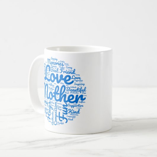 Mam Word Cloud Coffee Mok Cadeau (Voorkant links)