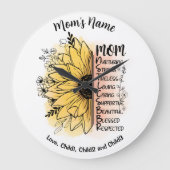 Mam Words Dahlia Flower  Kind Names Grote Klok (Voorkant)