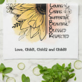 Mam Words Personalized Dahlia Flower Kinder Mam Na Theedoek (Gevouwen)