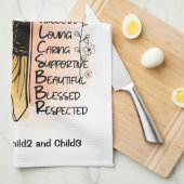 Mam Words Personalized Dahlia Flower Kinder Mam Na Theedoek (Quarter Fold)