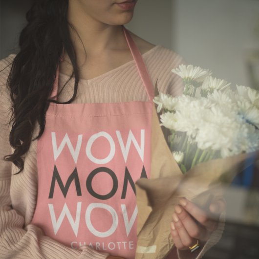 Mam Wow | Moderne roze Super Cute Moeder Schort