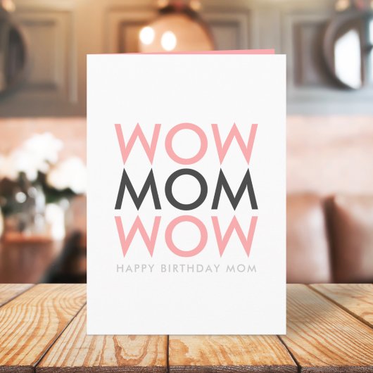 Mam Wow | Moederdag Modern Roze Super Cute Kaart