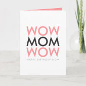 Mam Wow | Moederdag Modern Roze Super Cute Kaart (Voorkant)