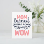 Mam Wow moederdag schattige roze grijze typografie Briefkaart (Staand voorkant)