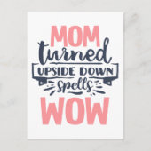 Mam Wow moederdag schattige roze grijze typografie Briefkaart (Voorkant)