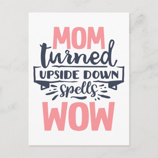 Mam Wow moederdag schattige roze grijze typografie Briefkaart (Voorkant)