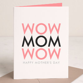 Mam Wow | Naam Moederdag Modern Roze Super Cute Kaart