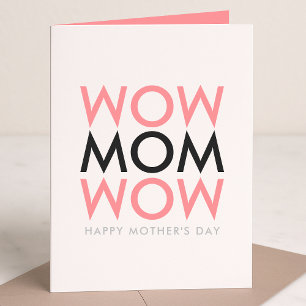 Mam Wow   Naam Moederdag Modern Roze Super Cute Kaart