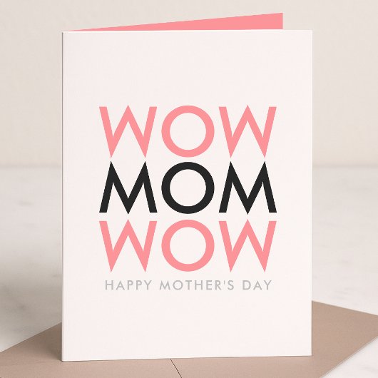 Mam Wow | Naam Moederdag Modern Roze Super Cute Kaart