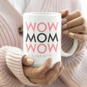 Mam Wow | Naam Moederdag Modern Roze Super Cute Koffiemok