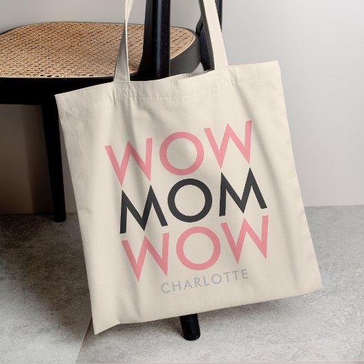 Mam Wow | Naam Moederdag Modern Roze Super Cute Tote Bag