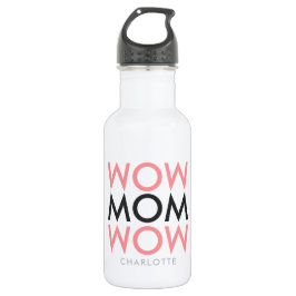 Mam Wow | Naam Moederdag Modern Roze Super Cute Waterfles
