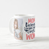 Mam wow roze grijze typografie moederdag quote koffiemok (Voorkant links)