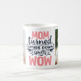 Mam wow roze grijze typografie moederdag quote koffiemok
