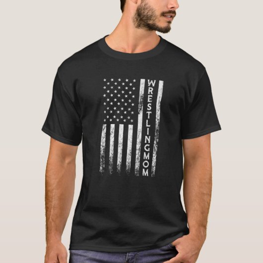 Mam Wrestler Mama  Amerikaanse vlag T-shirt (Voorkant)