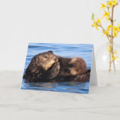 Mam Zee Otter en haar Schattig Pup Kaart (Gele Bloem)
