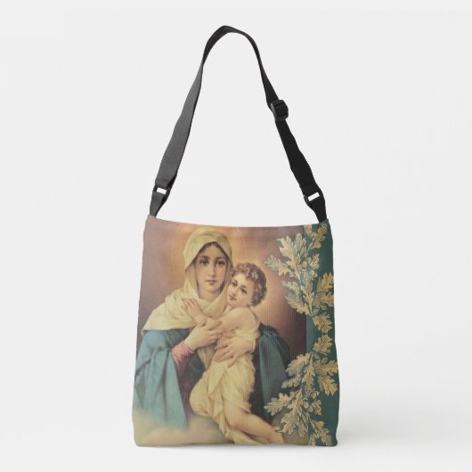 Mam zonder maagd Maria met Baby Jezus Crossbody Tas (Achterkant)
