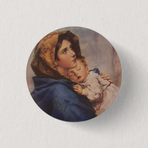 Mam zonder maagd Maria met Baby Jezus Ronde Button 3,2 Cm