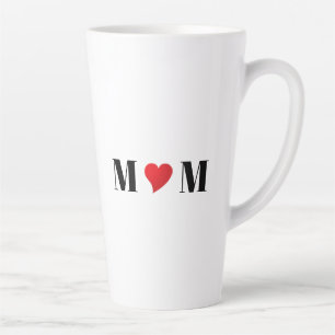 Mam zwart wit rood hart moderne typografie schatti latte mok