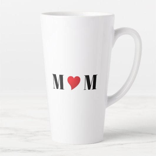 Mam zwart wit rood hart moderne typografie schatti latte mok (Rechts)