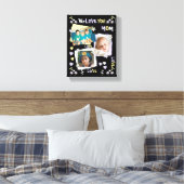 Mam zwarte en lila bloemen en harten met foto's canvas afdruk (Insitu (Slaapkamer))