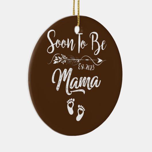 Mama 2023 Zwangerschap Aankondiging binnenkort moe Keramisch Ornament (Rechts)