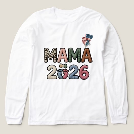 Mama 2026 Faux Baby Feet Pregnancy Reveal Tri-Blend Shirt (Voorkant)