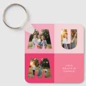 Mama 3 foto modern meisjesroze moederdag sleutelhanger (Voorkant)