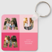 Mama 3 foto modern meisjesroze moederdag sleutelhanger (Achterkant)