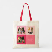 Mama 3 foto modern meisjesroze moederdag tote bag (Achterkant)