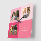 Mama 3 foto modern meisjesroze moederdag vierkante klok (Hoek)