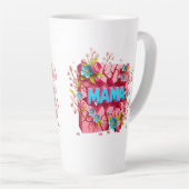 MAMA 3D gebarsten muur ontwerp met levendige bloem Latte Mok (Rechterhoek)