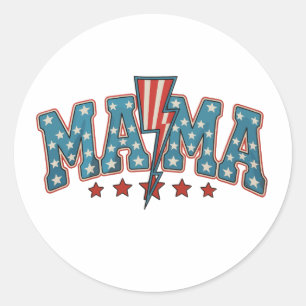 Mama 4 juli patriotische moeder bliksemschicht ronde sticker
