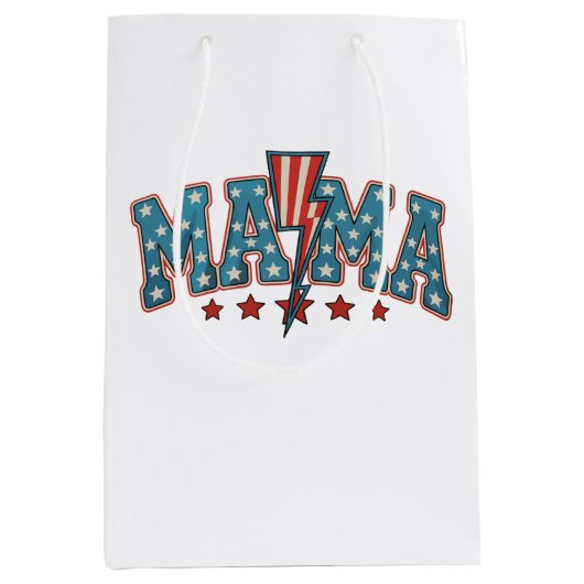 Mama 4 juli patriottische moeder bliksemschicht medium cadeauzakje (Voorkant)