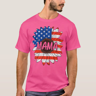 Mama 4 juli USA Sunflower Cute Mama Women Patr T-shirt