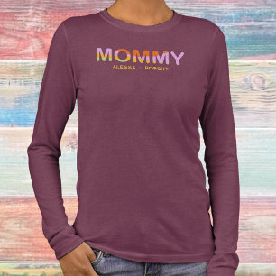 Mama Aangepaste Kinder Namen Retro Kleuren Minimal Tri-Blend Shirt