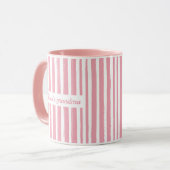 Mama | Aangepaste Roze Strepen Moeder Baby Aankond Mok (Voorkant links)