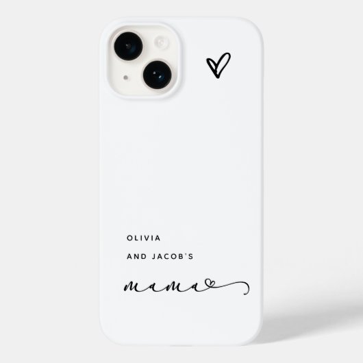 Mama | Afbeeldingsscript en -hart met Kinder namen Case-Mate iPhone Case (Achterkant)