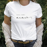 Mama | Afbeeldingsscript en -hart met Kinder namen T-shirt<br><div class="desc">Dit zwarte en witte shirt is uitgerust met een moderne zwarte scripttypografie die "mama" zegt,  met een gekrabbeld hart. De eenvoudige elegante tekst toont de namen van uw kinderen. Het perfecte Moederdag cadeau voor je favoriete moeder.</div>