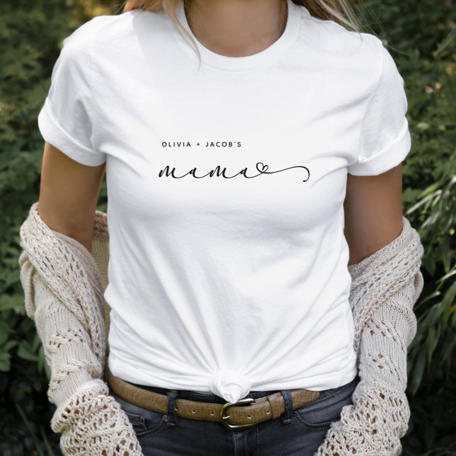 Mama | Afbeeldingsscript en -hart met Kinder namen T-shirt