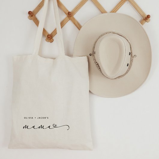 Mama | Afbeeldingsscript en -hart met Kinder namen Tote Bag