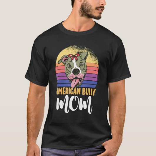 Mama American Bully Mam Messy Bun Moederdag T-shirt (Voorkant)